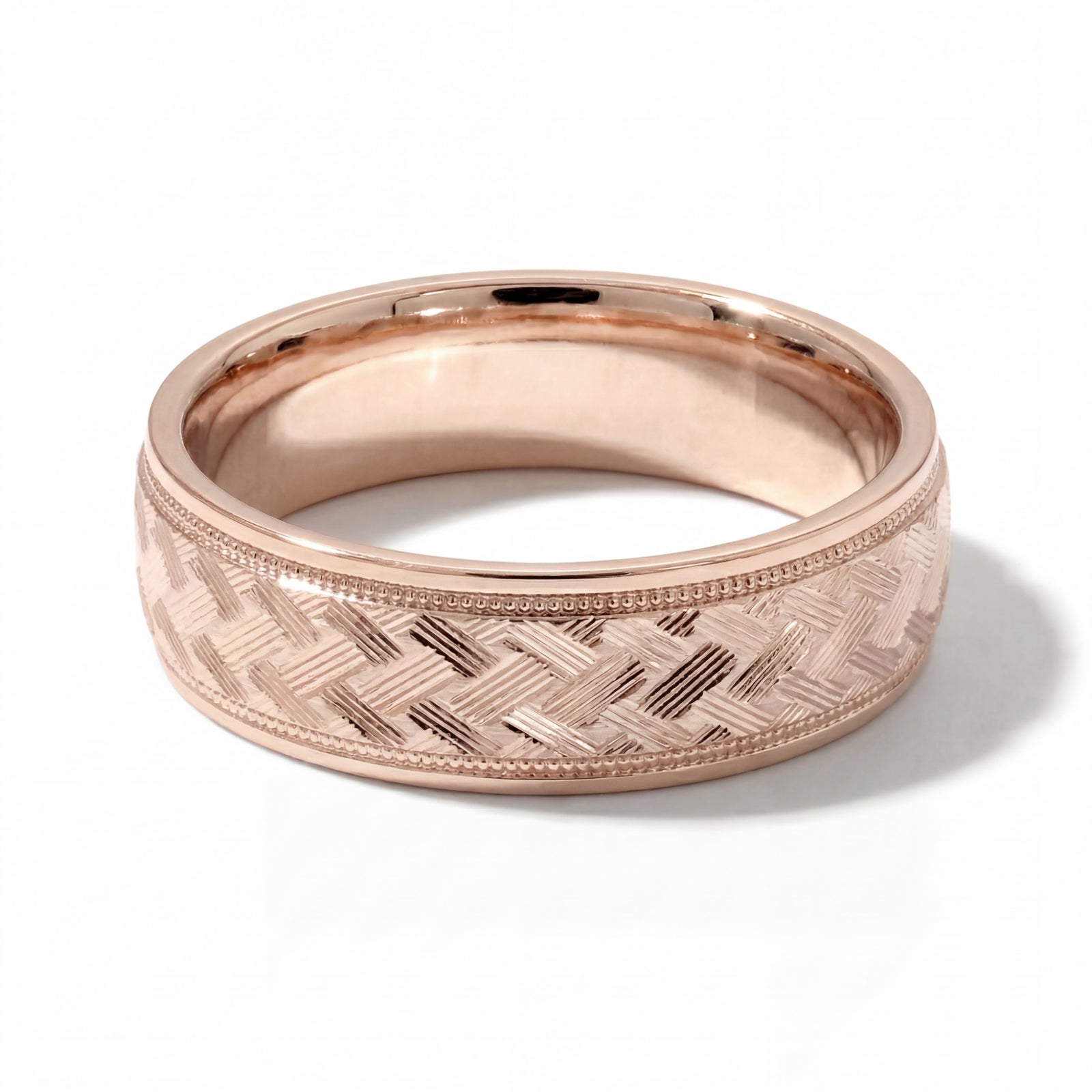 Gulzar | Men's Rose Gold Wedding Band, Hand Engraved