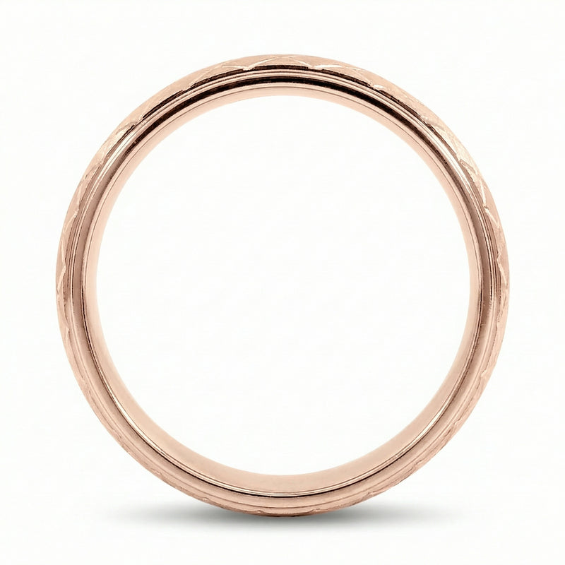 Jaal | Men's Rose Gold Wedding Band, Quilted