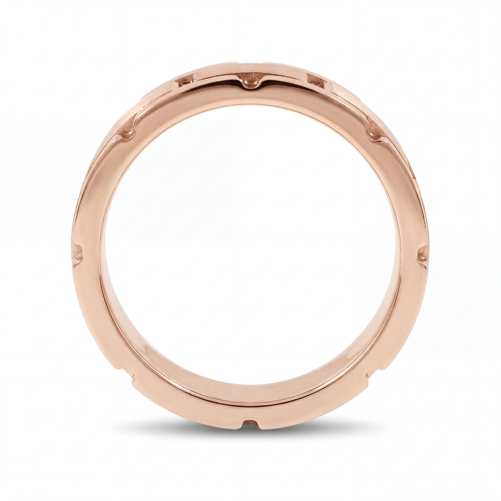 Qila | Men's Rose Gold Wedding Band, Block Pattern