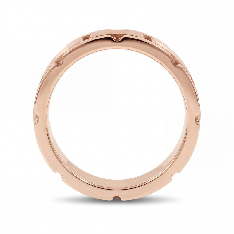 Qila | Men's Rose Gold Wedding Band, Block Pattern