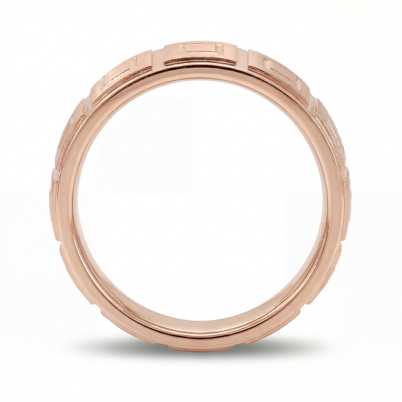 Haveli | Men's Rose Gold Wedding Band, Tile Pattern