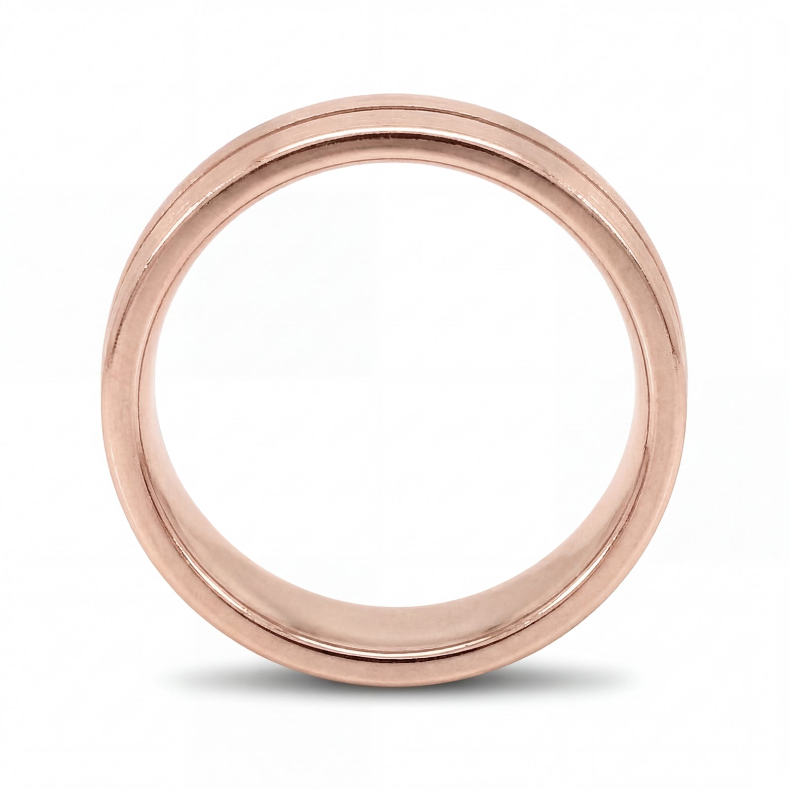 Sutra | Men's Rose Gold Wedding Band, Center Groove