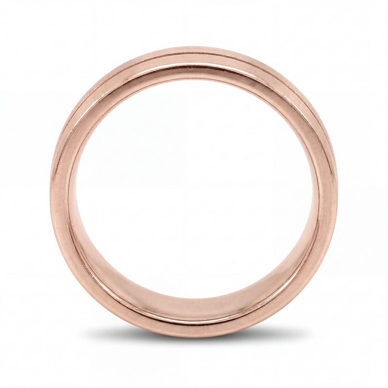 Sutra | Men's Rose Gold Wedding Band, Center Groove