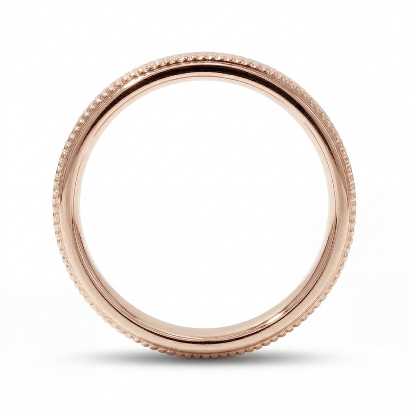 Pankti | Men's Rose Gold Wedding Band, Milgrain