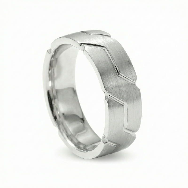 Sangam | Men's Platinum Wedding Band, River