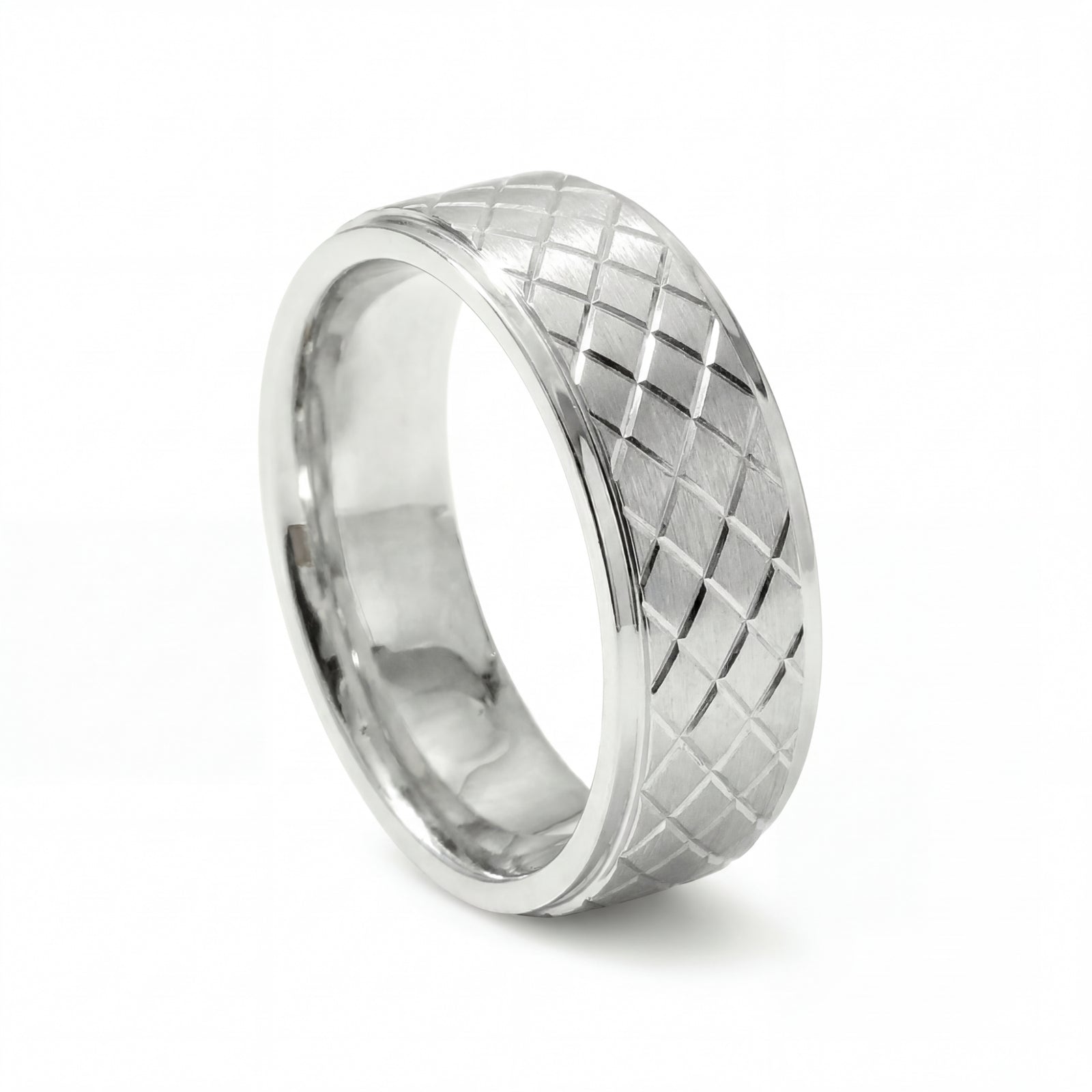 Jaal | Men's Platinum Wedding Band, Quilted