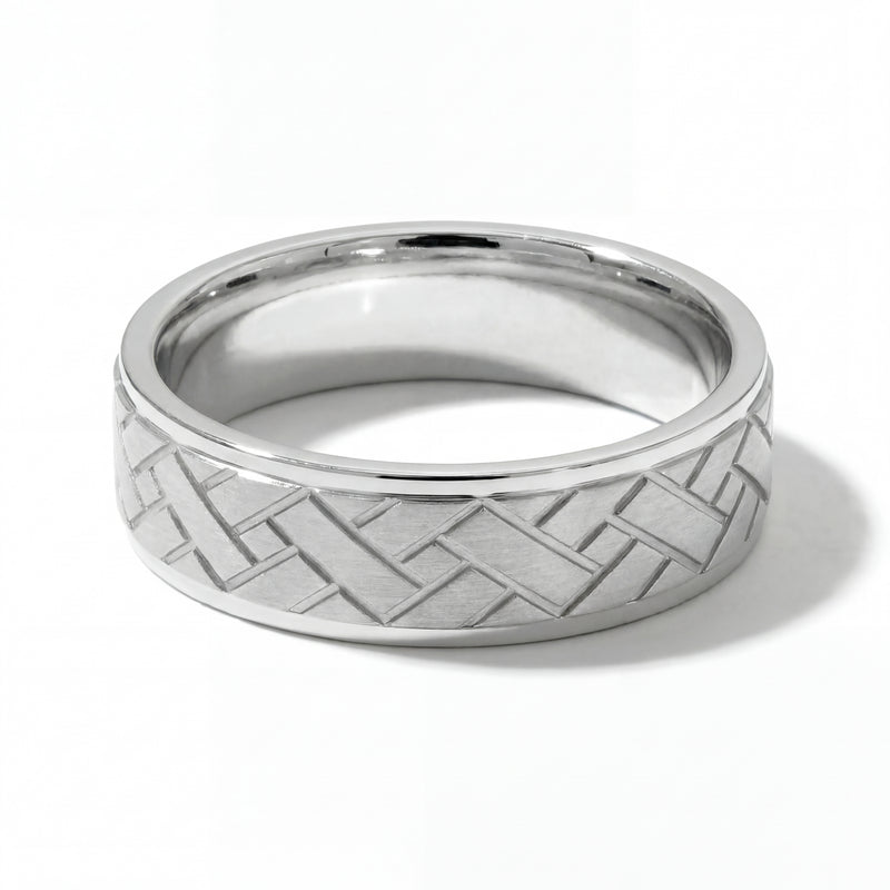 Bandhan | Men's Platinum Wedding Band, Woven