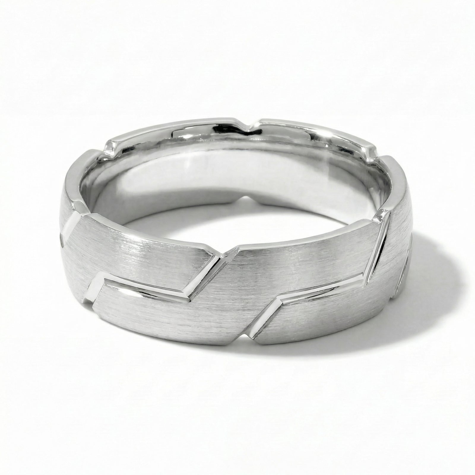 Sangam | Men's White Gold Wedding Band, River