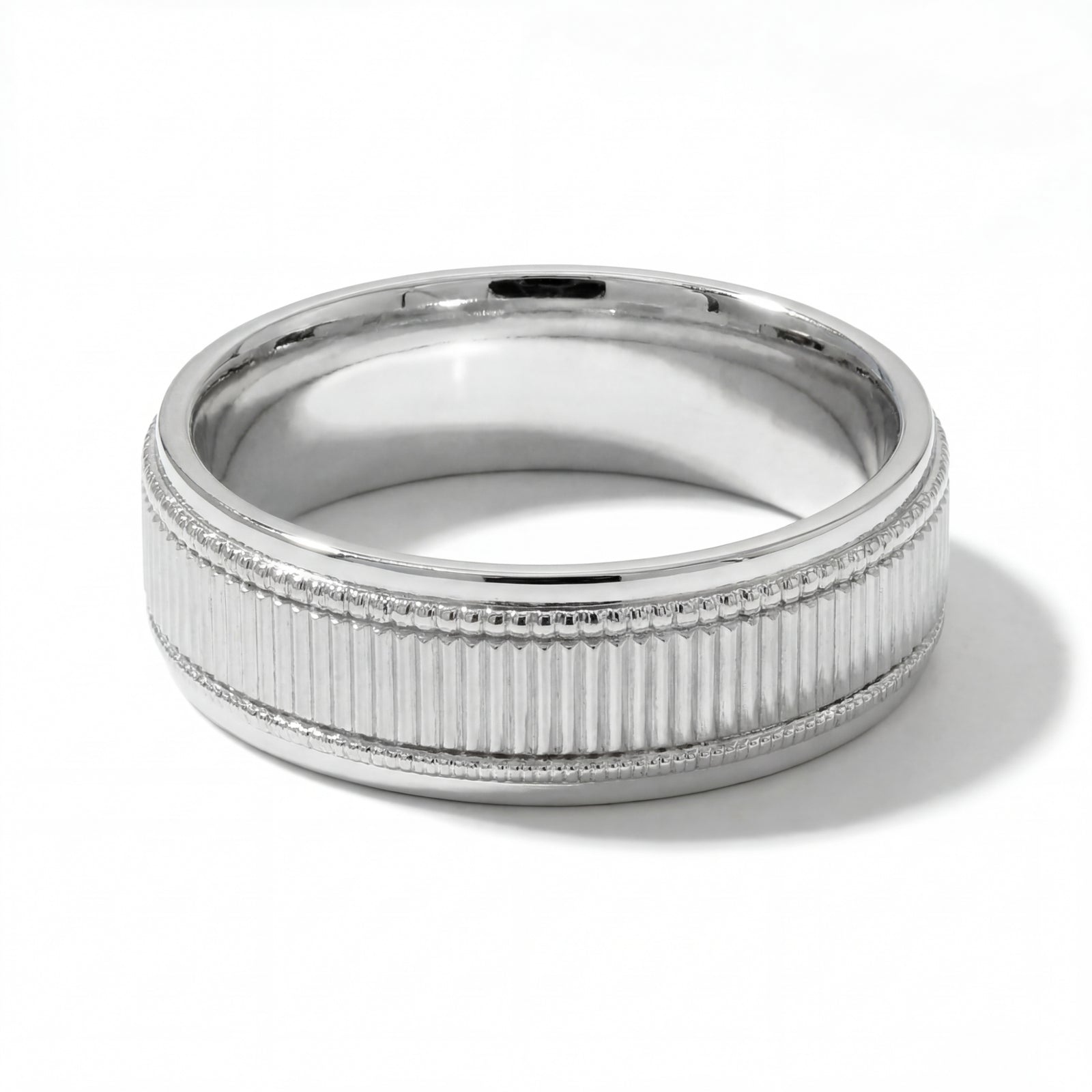 Pankti | Men's Platinum Wedding Band, Milgrain