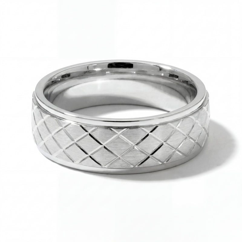 Jaal | Men's Platinum Wedding Band, Quilted