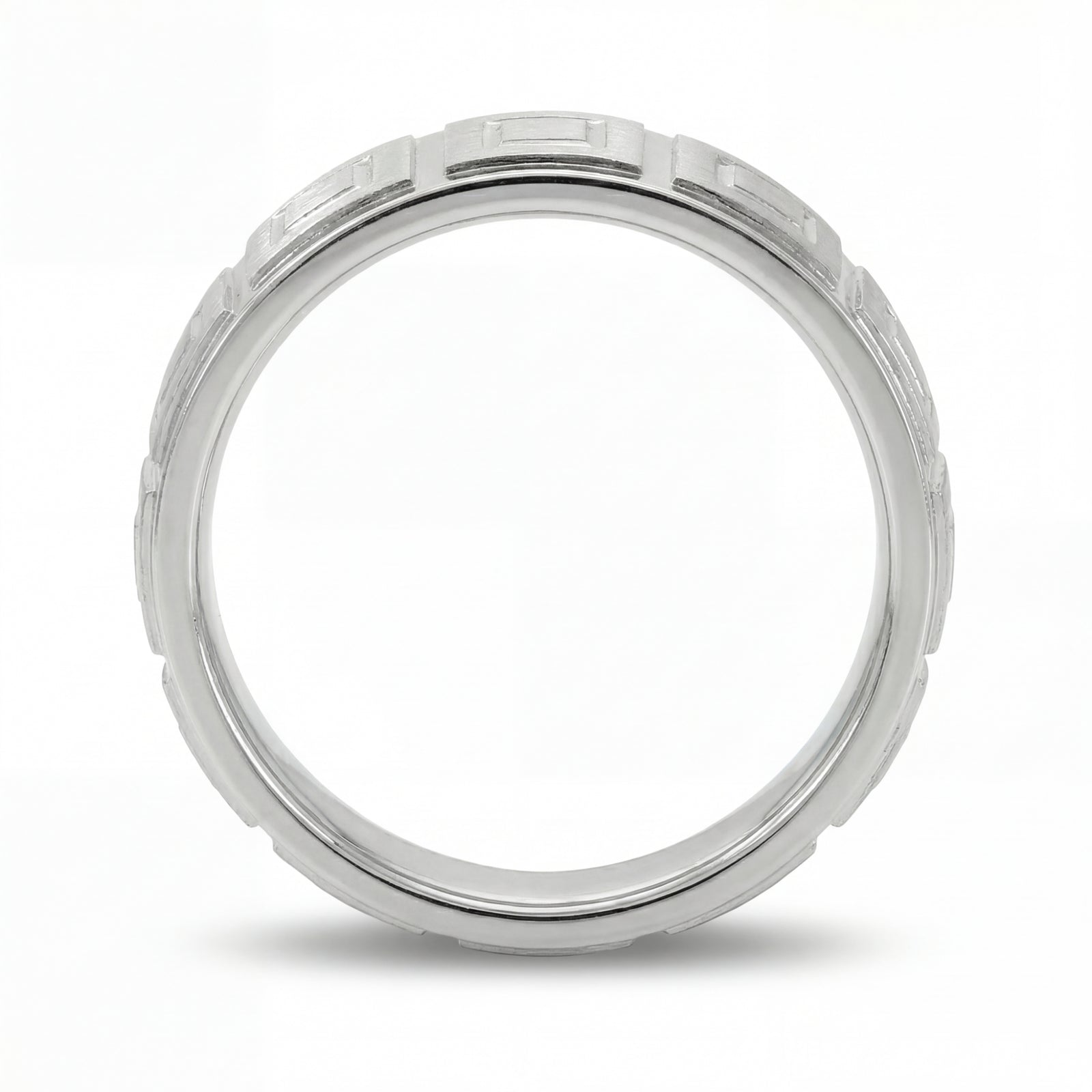 Haveli | Men's White Gold Wedding Band, Tile Pattern