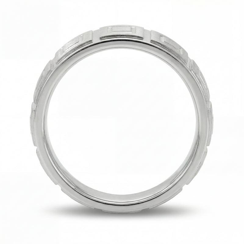 Haveli | Men's Platinum Wedding Band, Tile Pattern