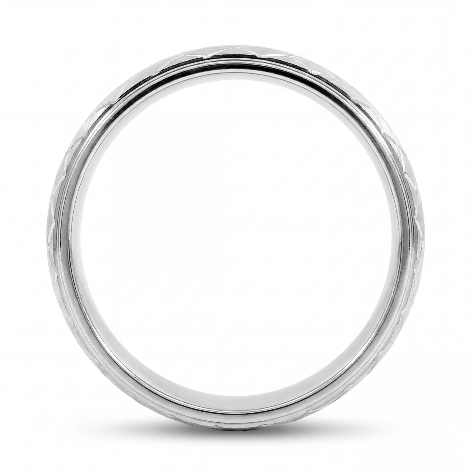 Jaal | Men's White Gold Wedding Band, Quilted