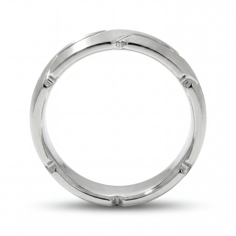 Sangam | Men's White Gold Wedding Band, River