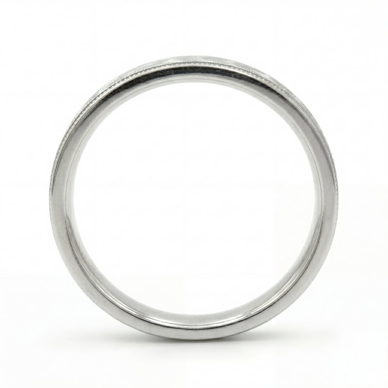 Gulzar | Men's White Gold Wedding Band, Hand Engraved