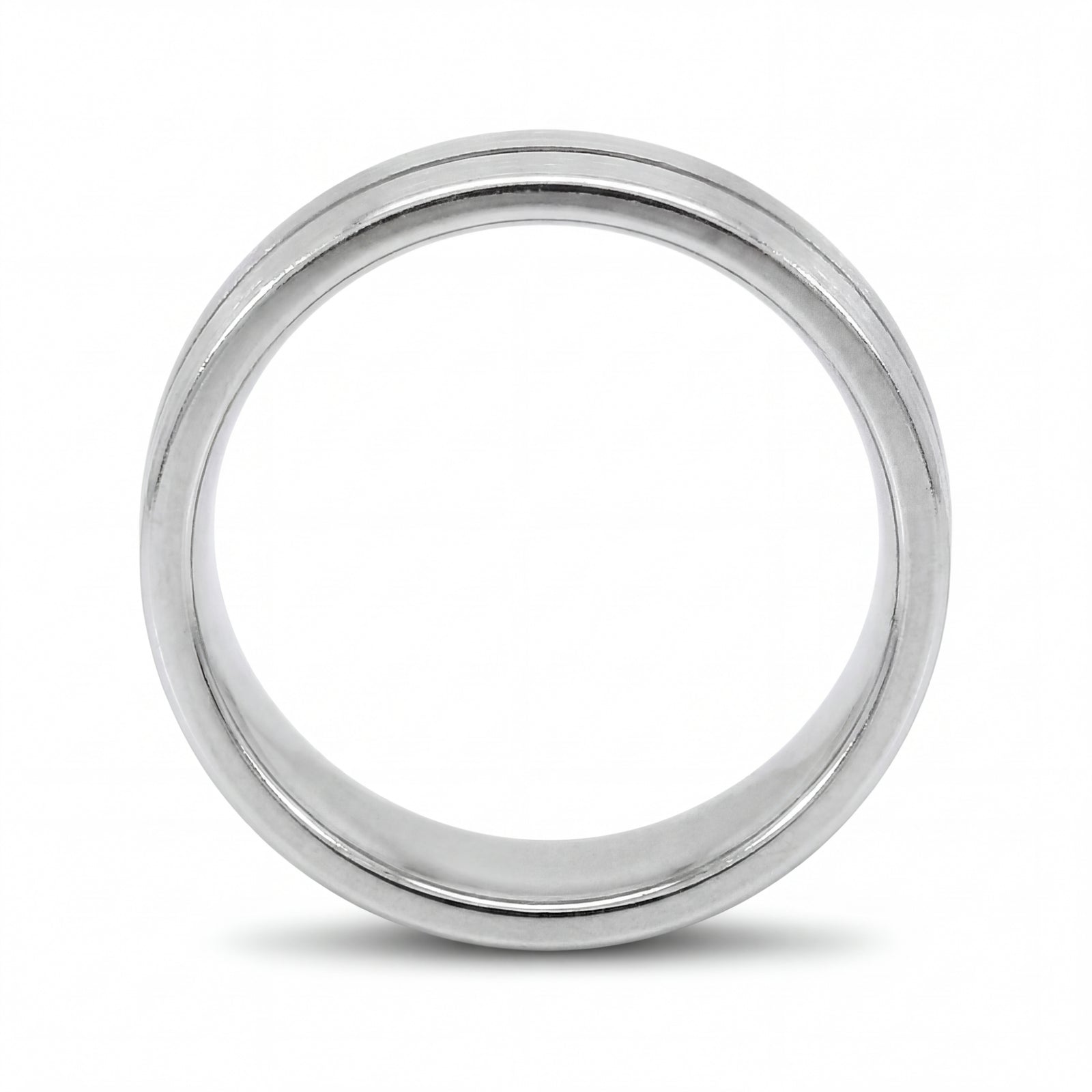 Sutra | Men's Platinum Wedding Band, Center Groove