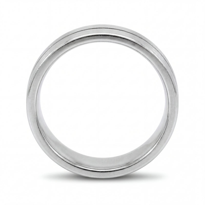 Sutra | Men's Platinum Wedding Band, Center Groove