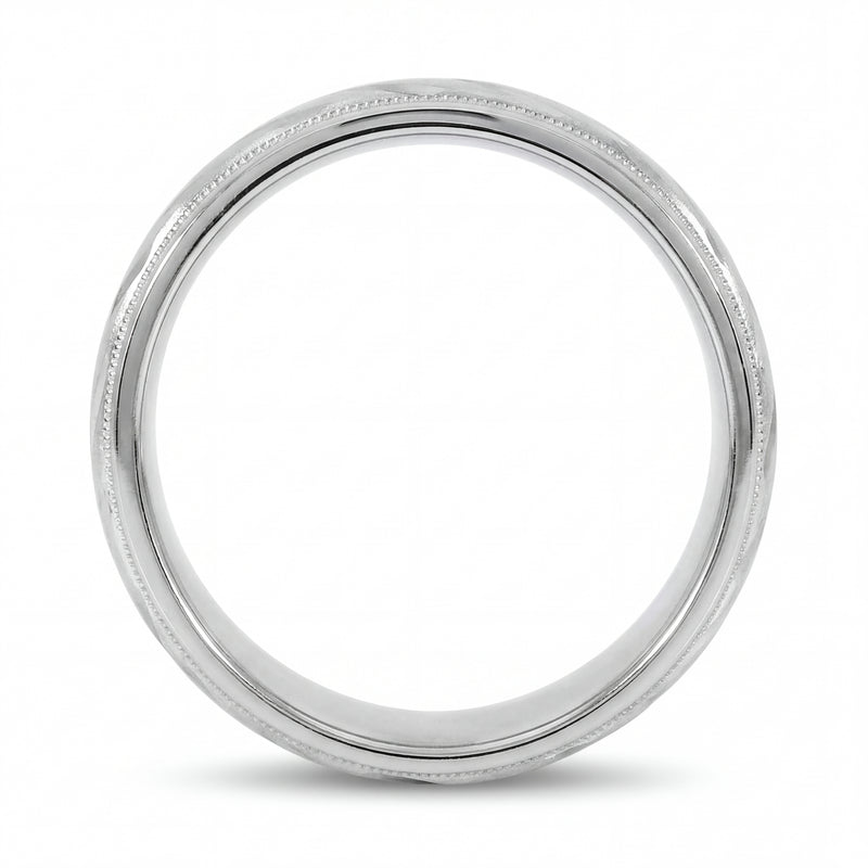 Fasal | Men's White Gold Wedding Band, Wheat