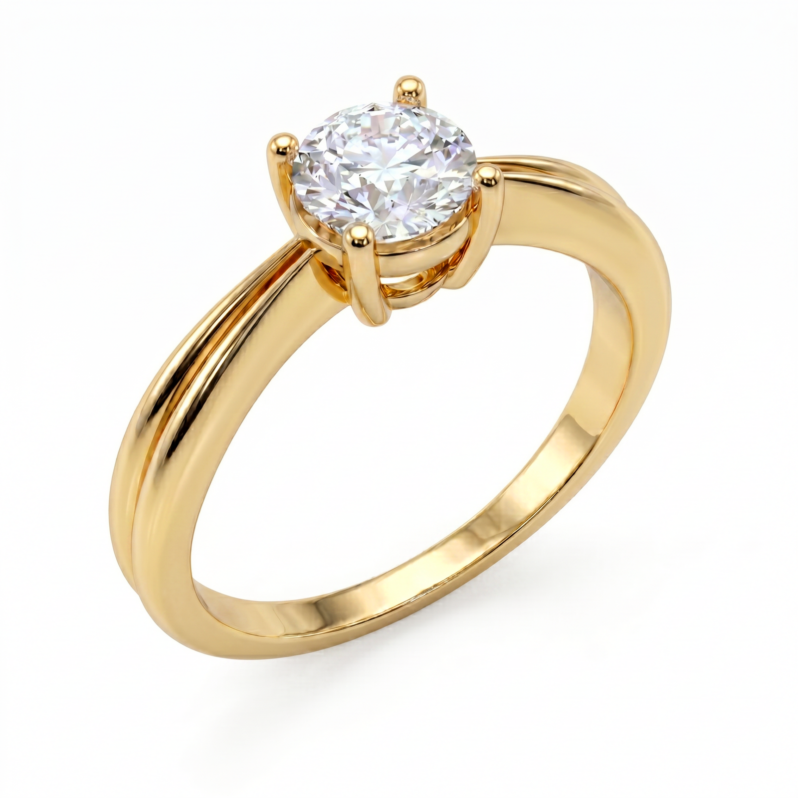 Roy Custom | Round Cut Gold Diamond Engagement Ring