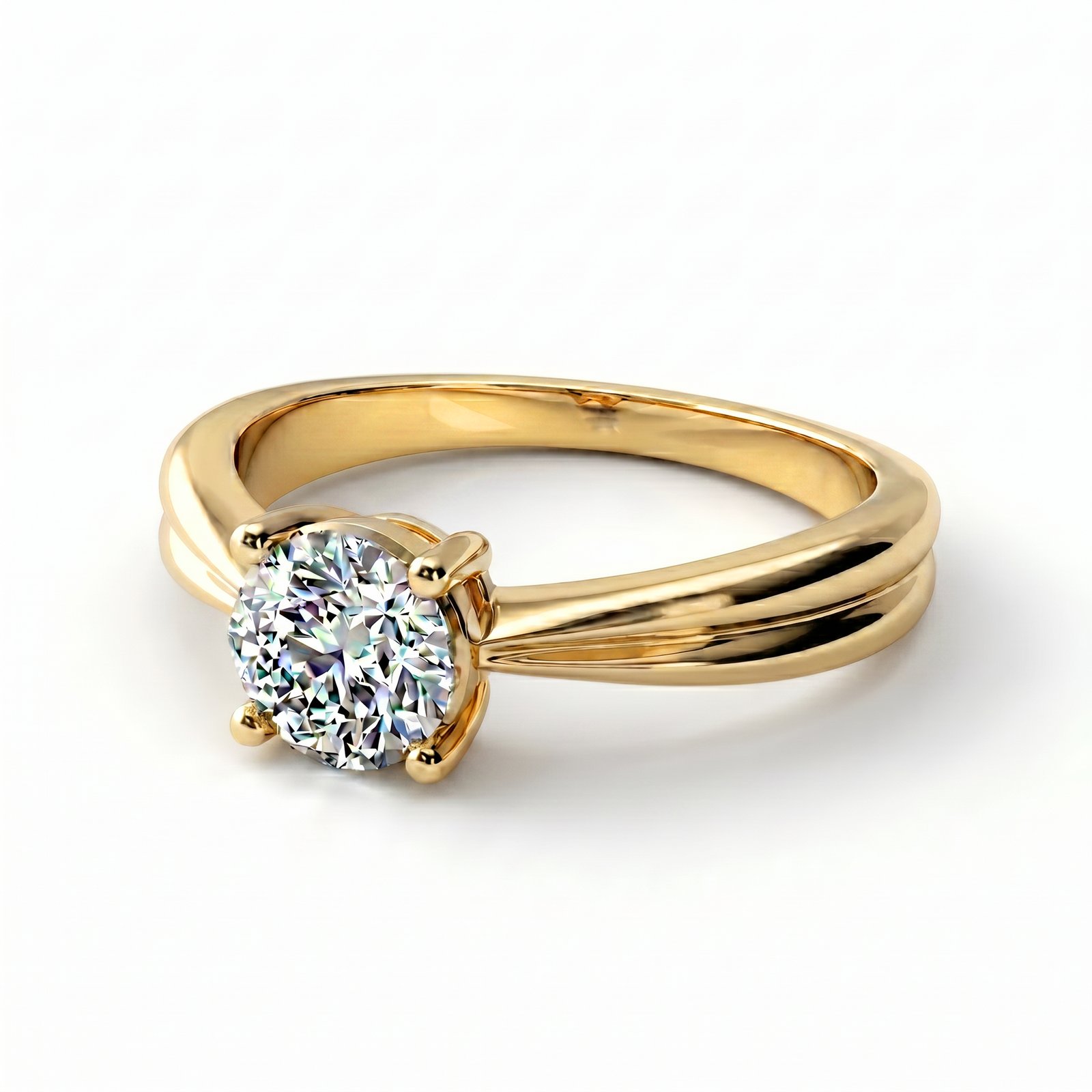Roy Custom | Round Cut Gold Diamond Engagement Ring