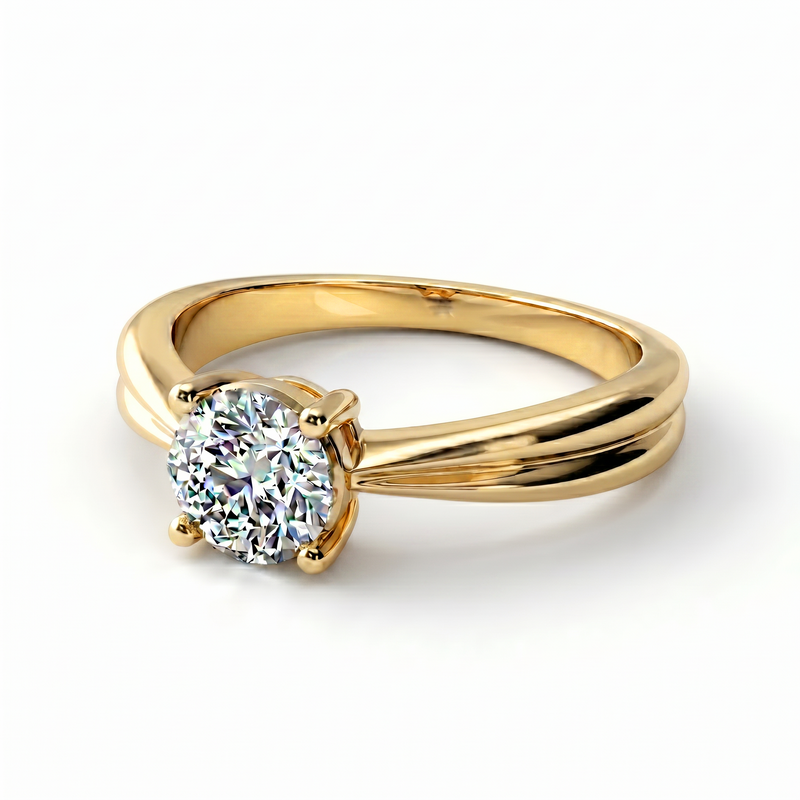 Roy Custom | Round Cut Gold Diamond Engagement Ring