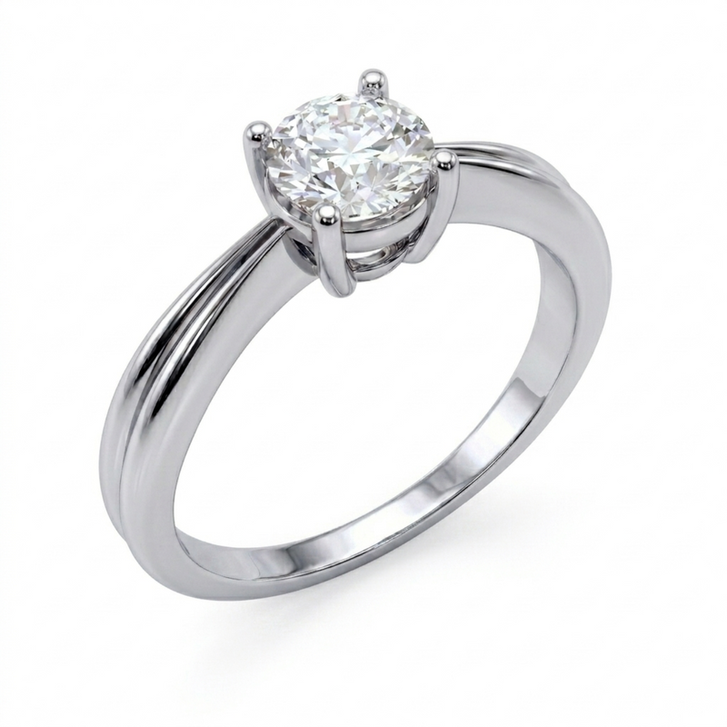 Roy Custom | Round Cut Platinum Diamond Engagement Ring
