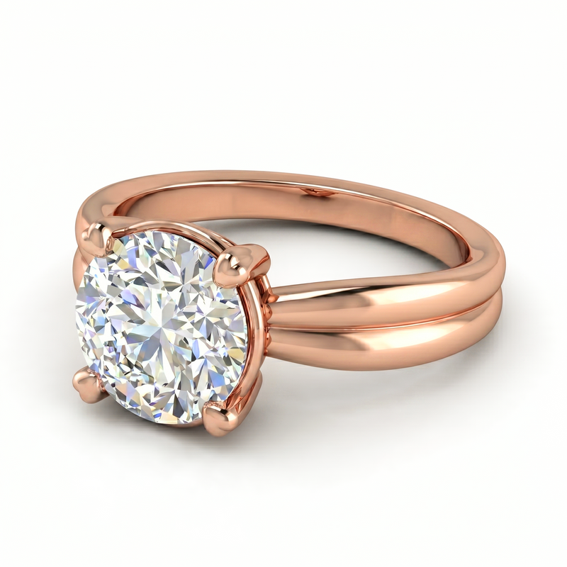 Roy Custom | Round Cut Rose Gold Diamond Engagement Ring, Heart Setting