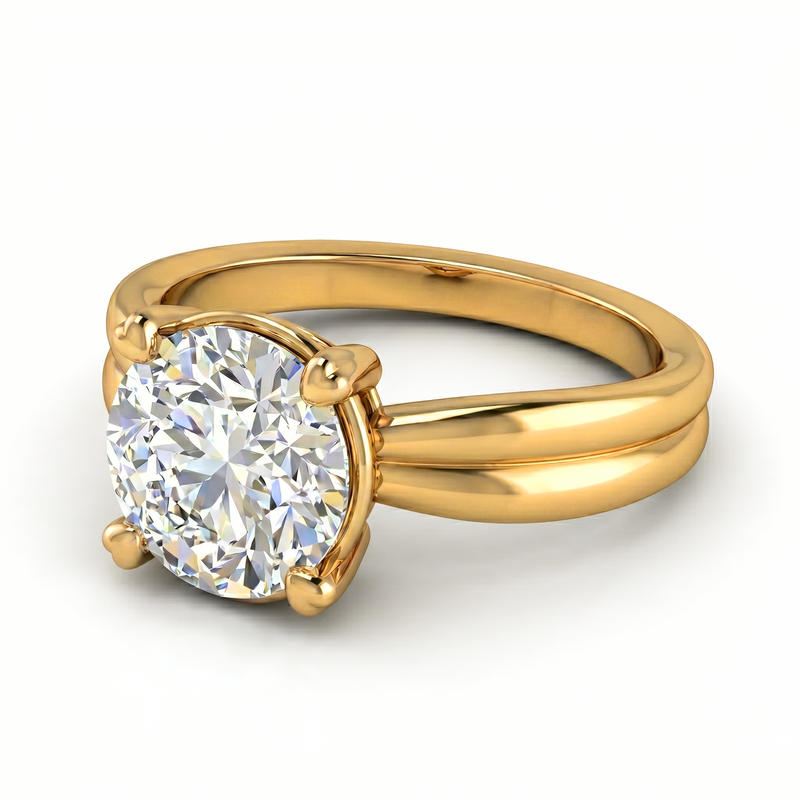 Roy Custom | Round Cut Gold Diamond Engagement Ring, Heart Setting