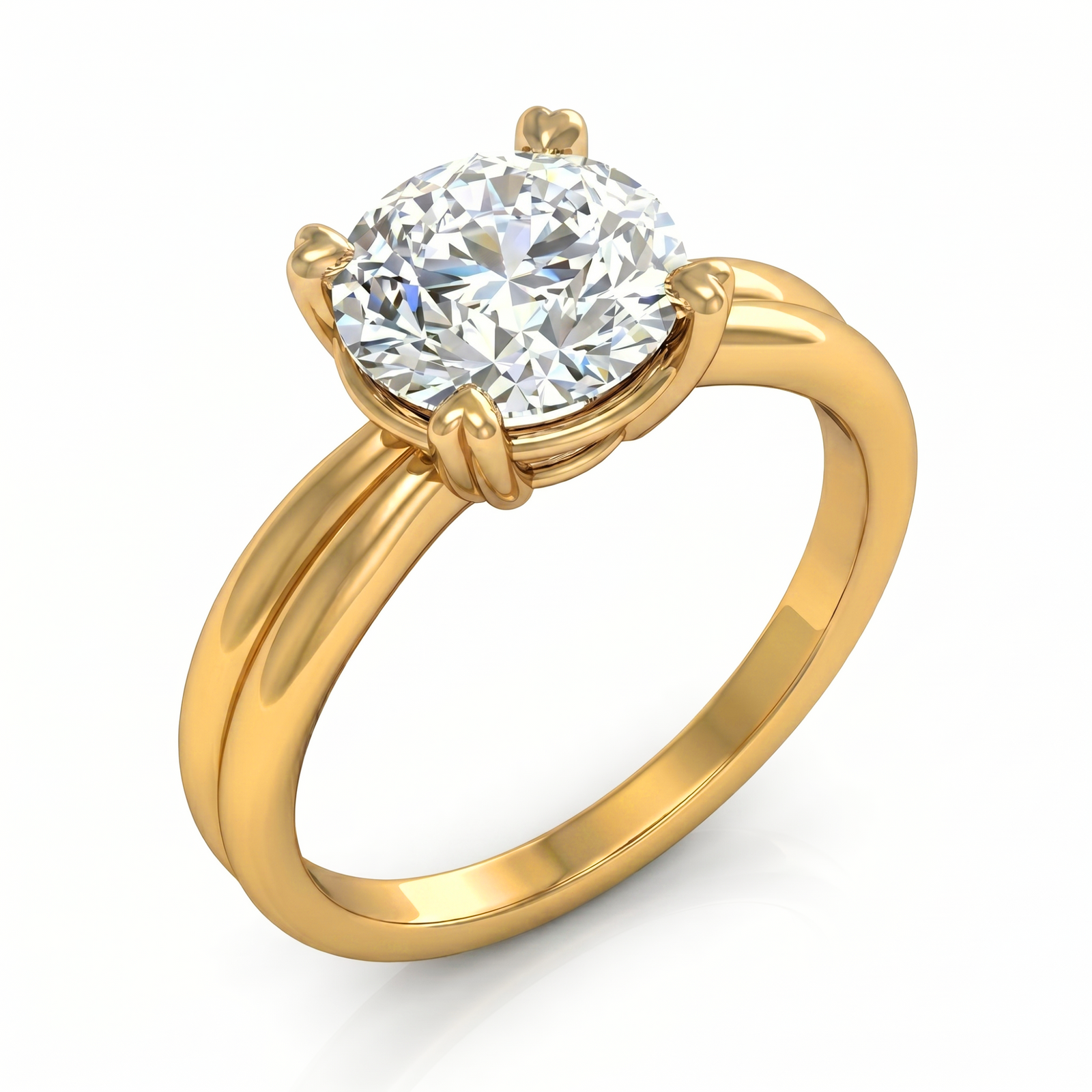 Roy Custom | Round Cut Gold Diamond Engagement Ring, Heart Setting