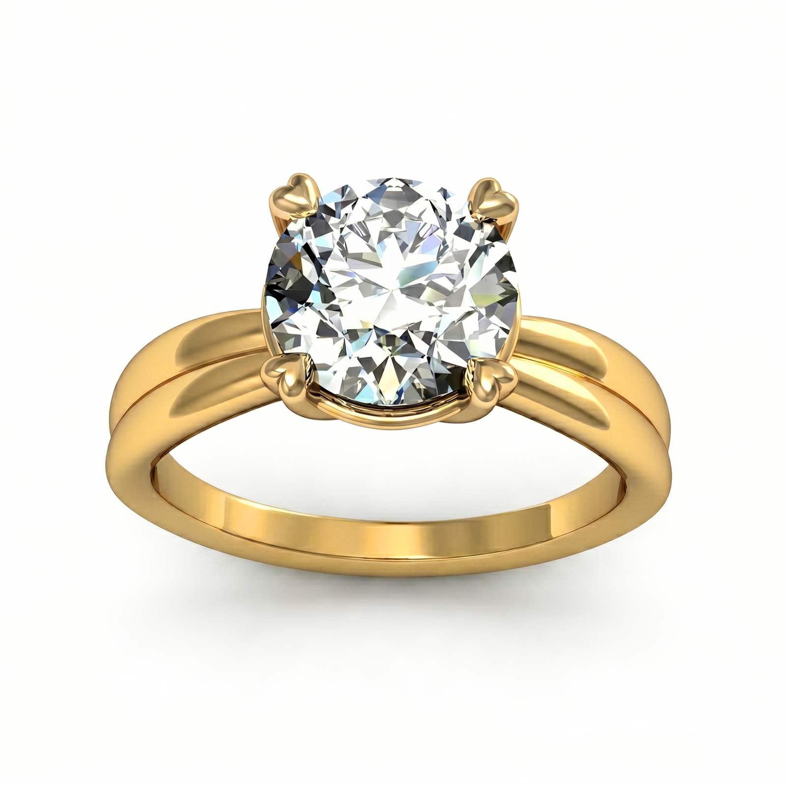 Roy Custom | Round Cut Gold Diamond Engagement Ring, Heart Setting