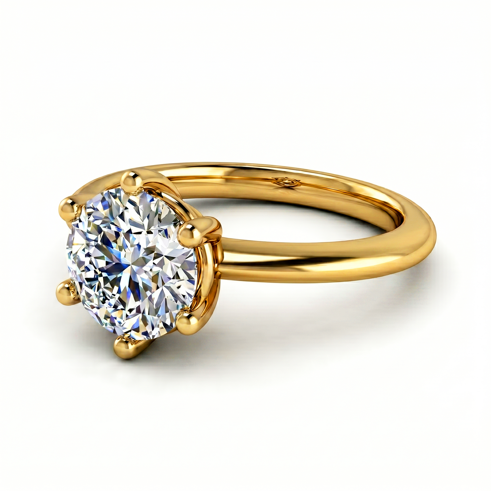 Roy Custom | Round Cut Gold Diamond Engagement Ring, 6-Prong
