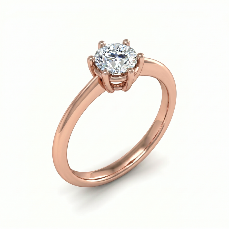 Roy Custom | Round Cut Rose Gold Diamond Engagement Ring, 6-Prong