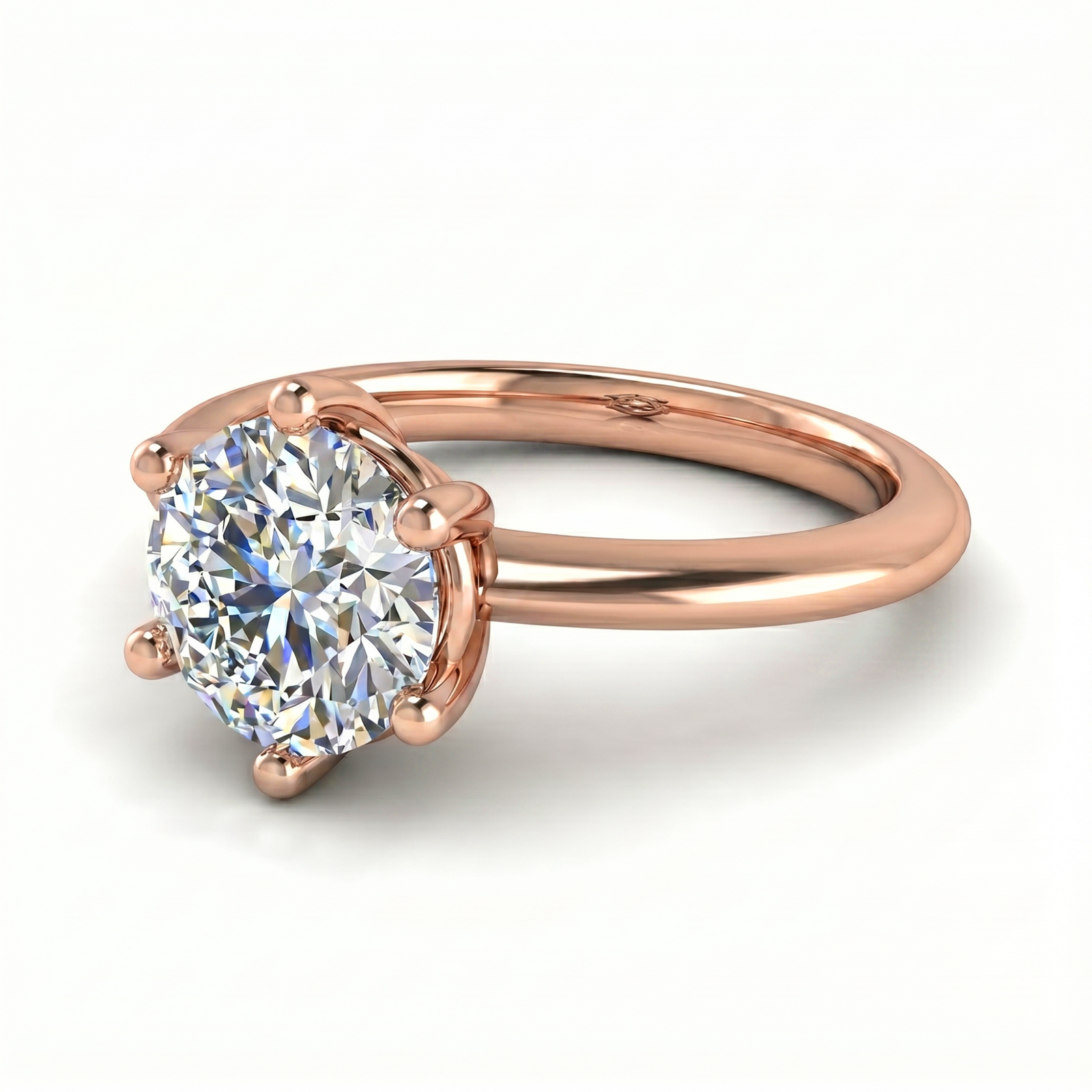 Roy Custom | Round Cut Rose Gold Diamond Engagement Ring, 6-Prong