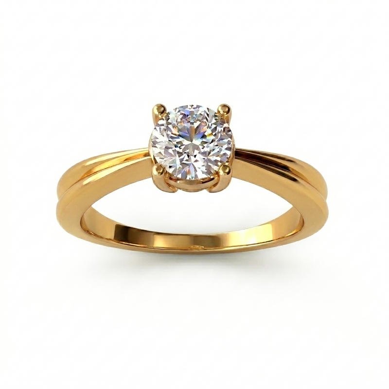 Roy Custom | Round Cut Gold Diamond Engagement Ring