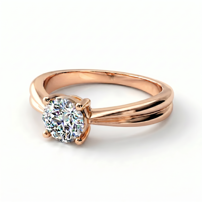Roy Custom | Round Cut Rose Gold Diamond Engagement Ring