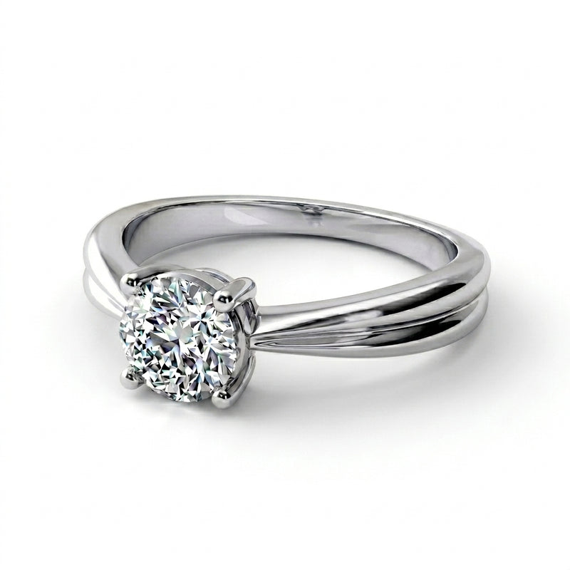 Roy Custom | Round Cut Platinum Diamond Engagement Ring