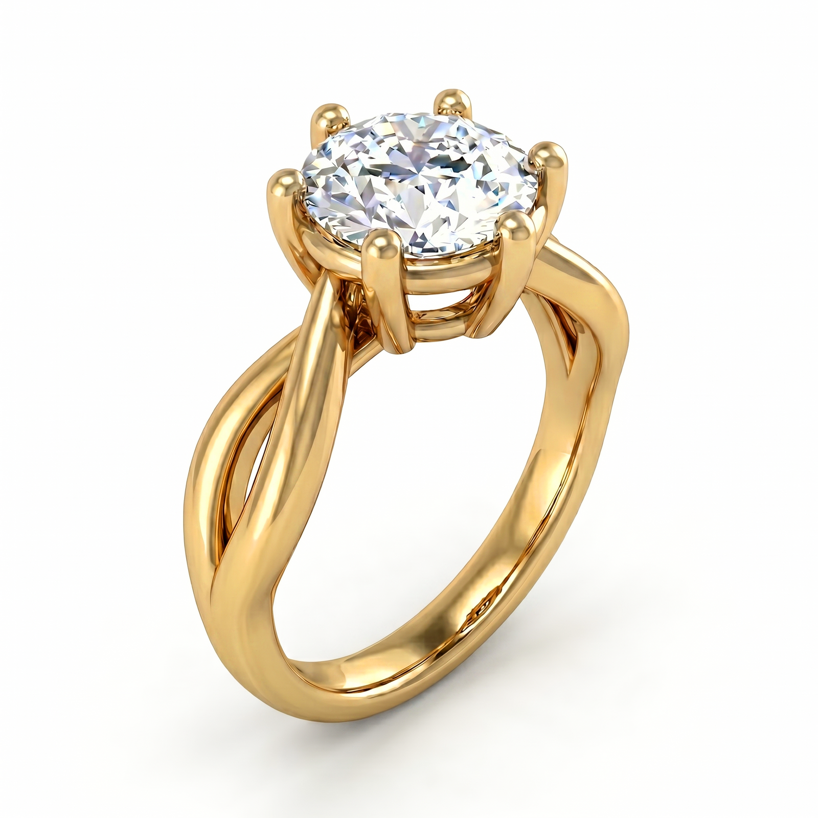 Roy Custom | Round Cut Gold Diamond Engagement Ring, Twist Setting