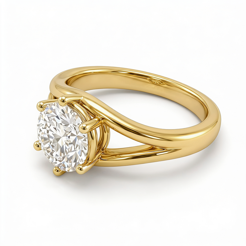 Roy Custom | Round Cut Gold Diamond Engagement Ring, Gap Setting