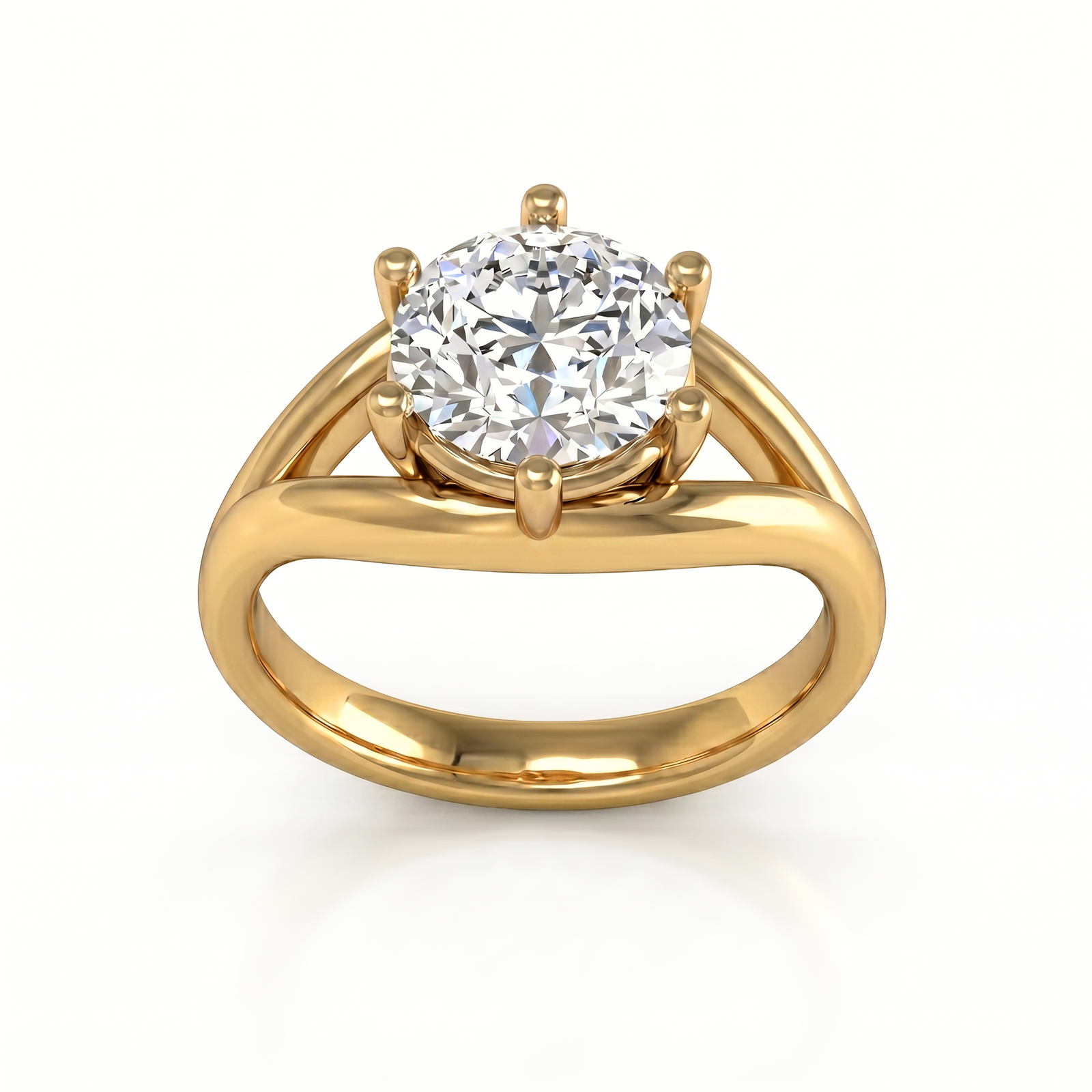 Roy Custom | Round Cut Gold Diamond Engagement Ring, Gap Setting