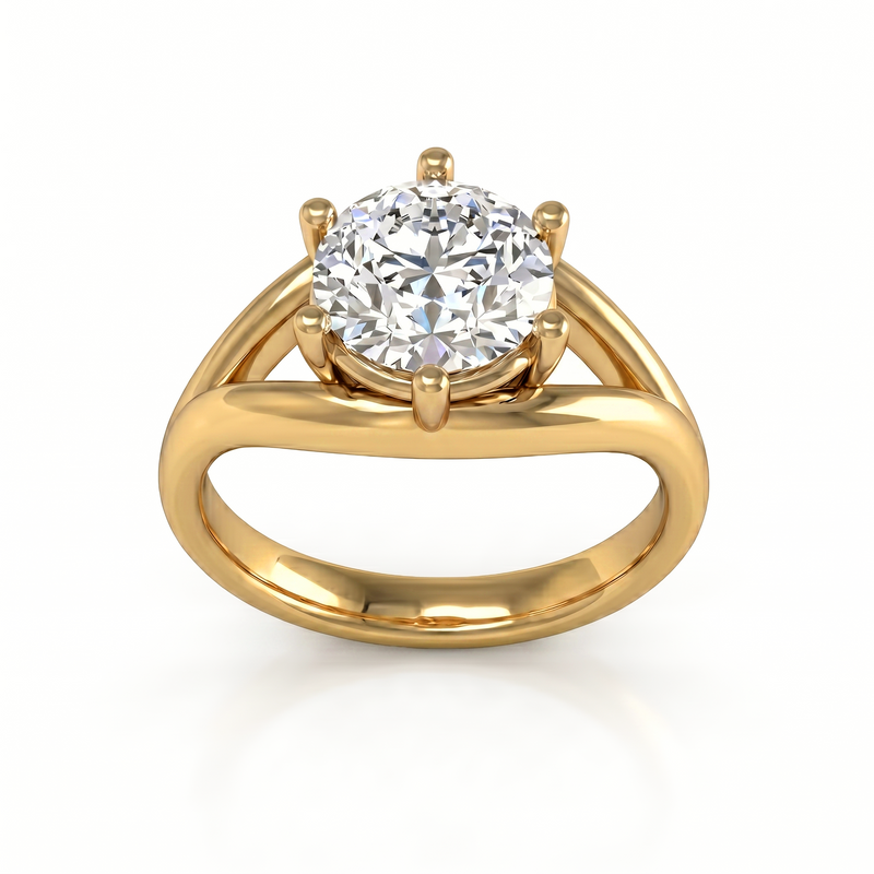Roy Custom | Round Cut Gold Diamond Engagement Ring, Gap Setting