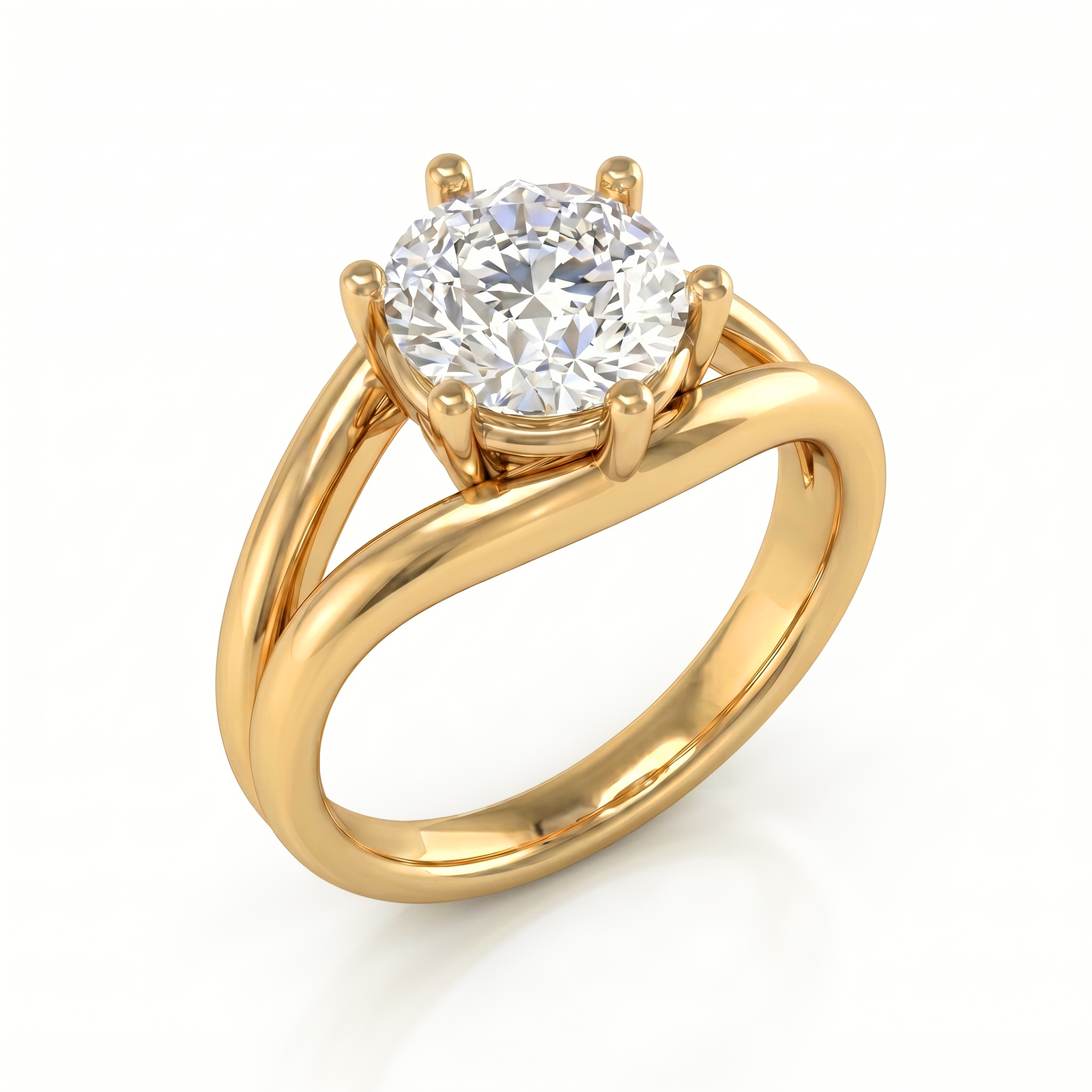 Roy Custom | Round Cut Gold Diamond Engagement Ring, Gap Setting