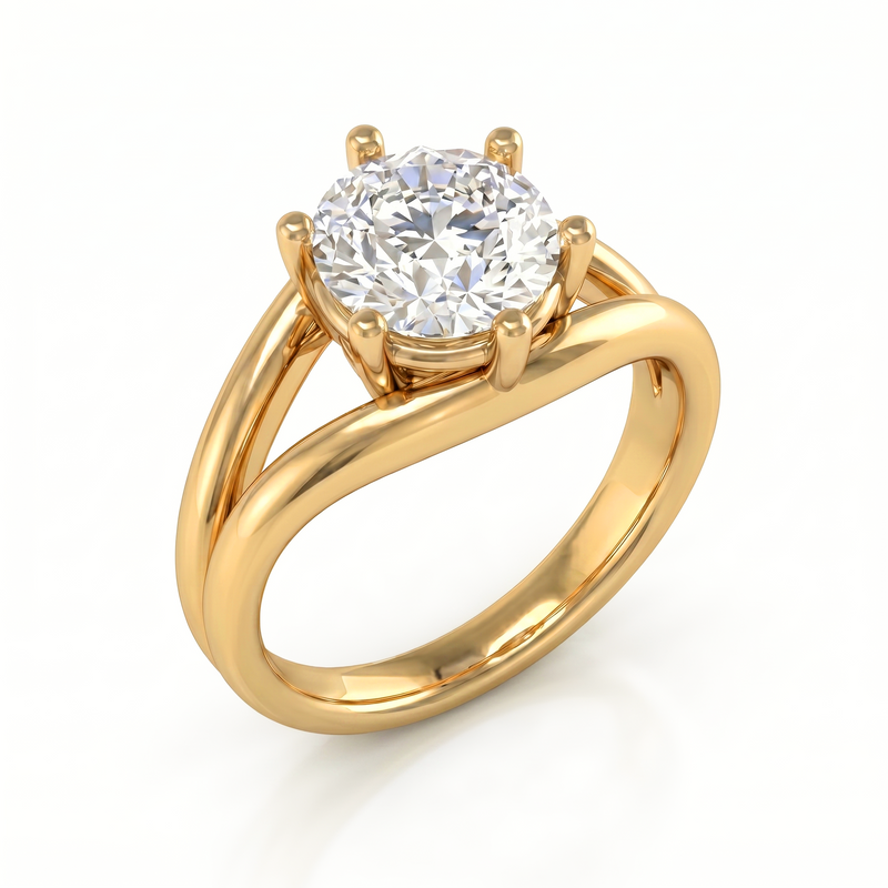 Roy Custom | Round Cut Gold Diamond Engagement Ring, Gap Setting