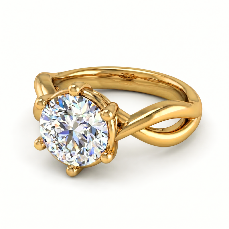 Roy Custom | Round Cut Gold Diamond Engagement Ring, Twist Setting