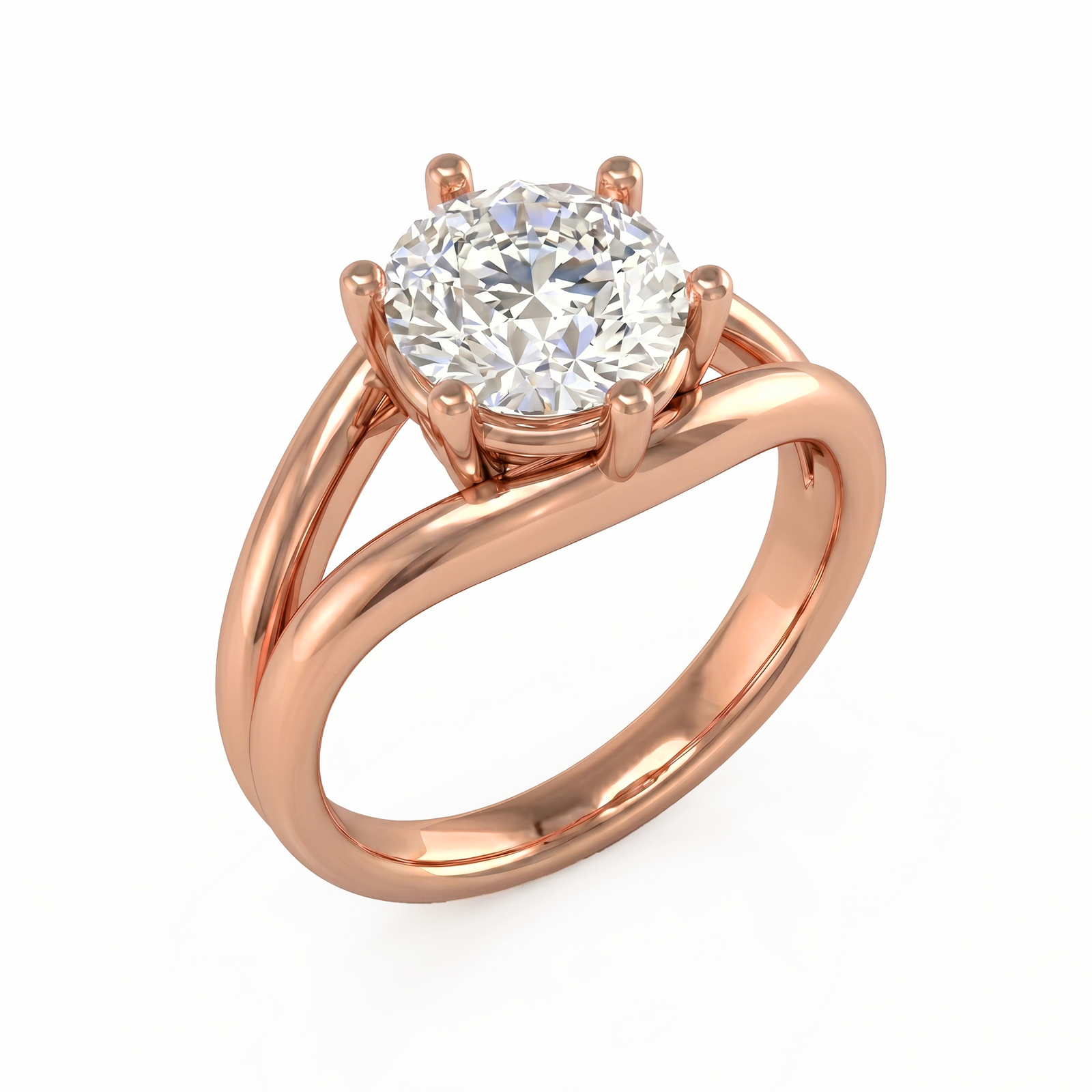 Roy Custom | Round Cut Rose Gold Diamond Engagement Ring, Gap Setting