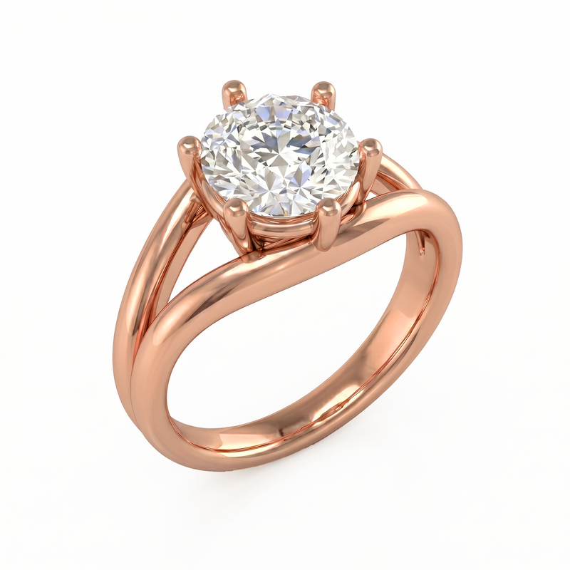 Roy Custom | Round Cut Rose Gold Diamond Engagement Ring, Gap Setting