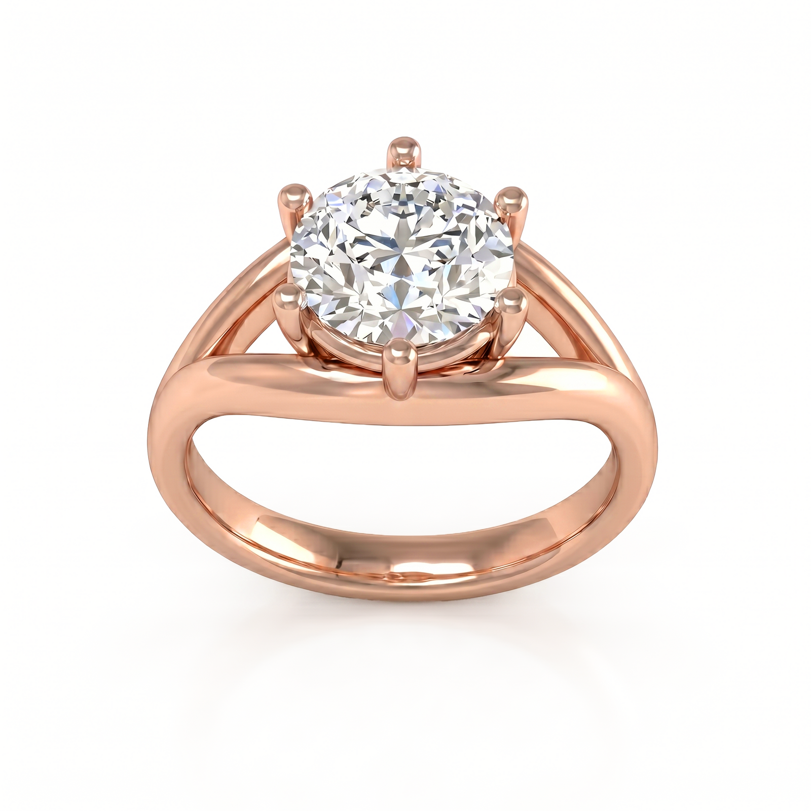 Roy Custom | Round Cut Rose Gold Diamond Engagement Ring, Gap Setting