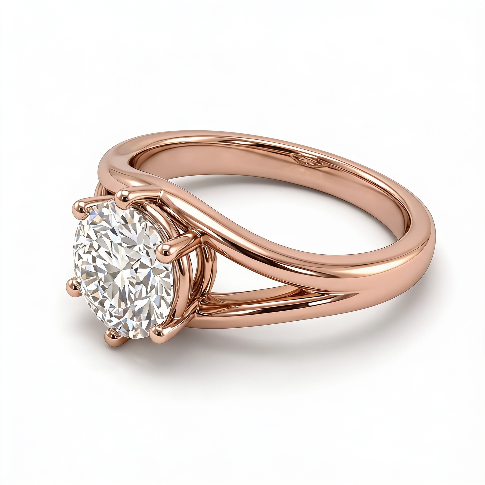 Roy Custom | Round Cut Rose Gold Diamond Engagement Ring, Gap Setting