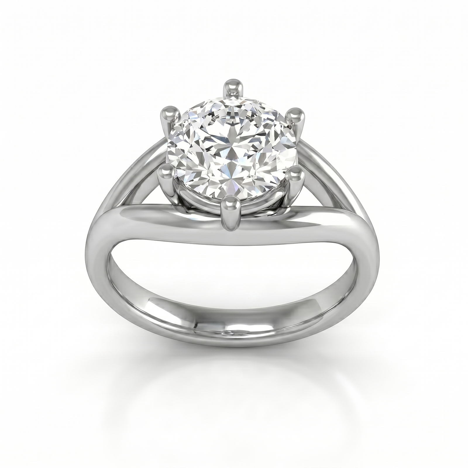 Roy Custom | Round Cut Platinum Diamond Engagement Ring, Gap Setting