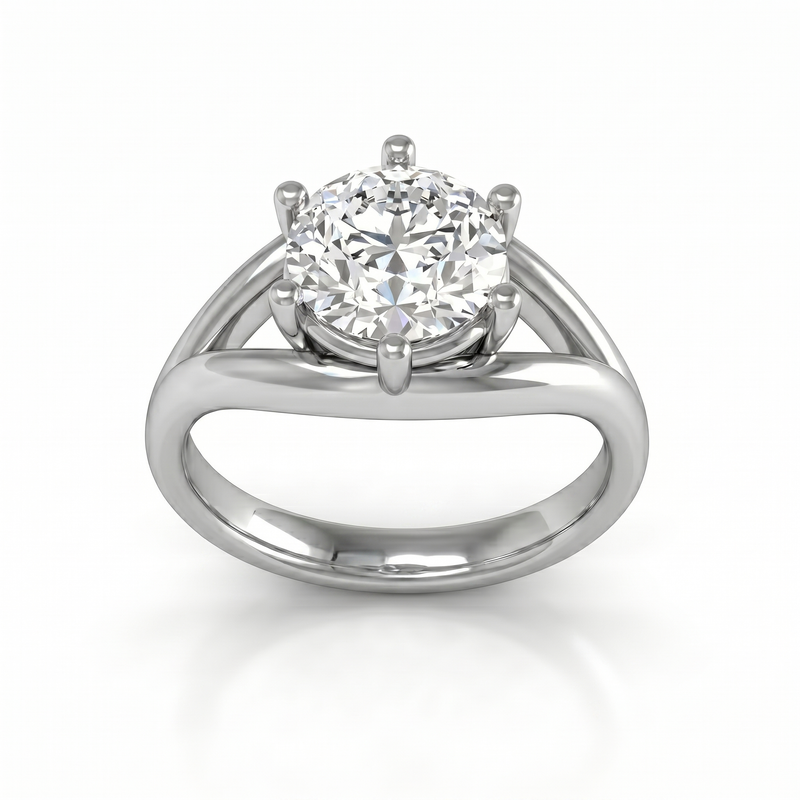 Roy Custom | Round Cut Platinum Diamond Engagement Ring, Gap Setting