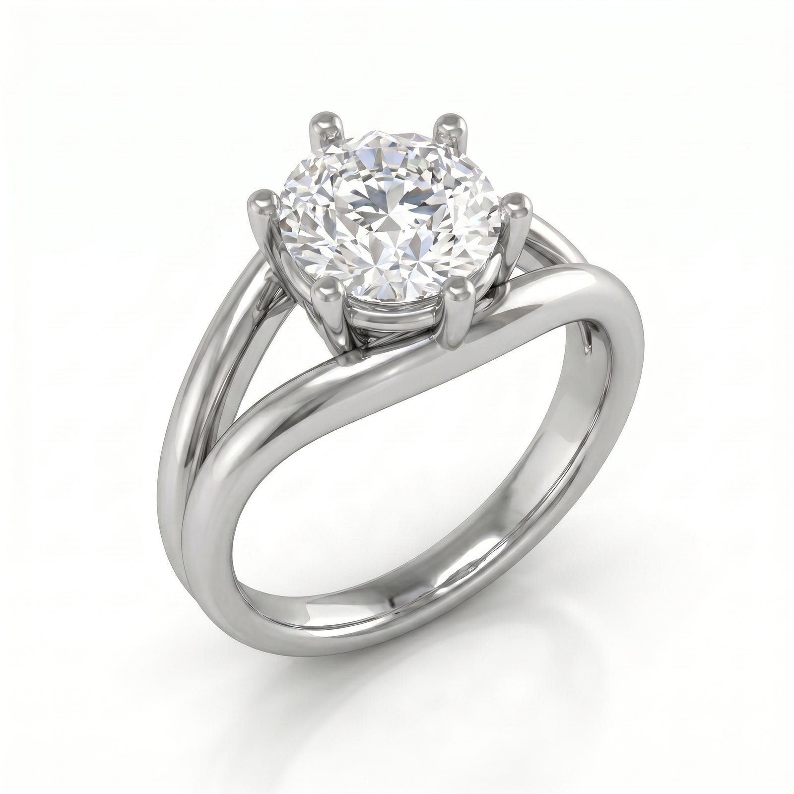Roy Custom | Round Cut White Gold Diamond Engagement Ring, Gap Setting